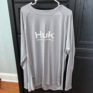 Huk Gray Long Sleeve Performance Shirt